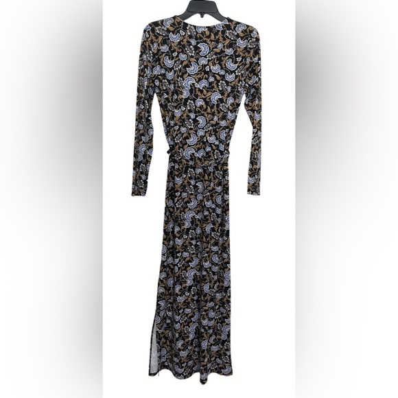 NWT Garnet Hill Linden Knit Dress Long Sleeve Tencel Floral Tie Waist Maxi Sz S - Picture 13 of 16